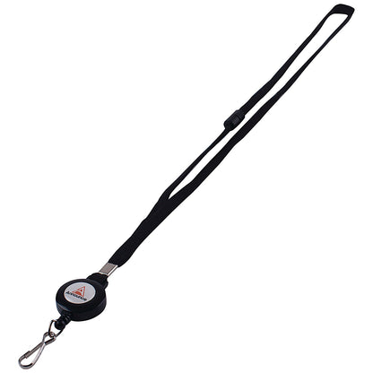 Announce Textile Lanyard with Badge Reel, 440mm, Black, Pack of 10