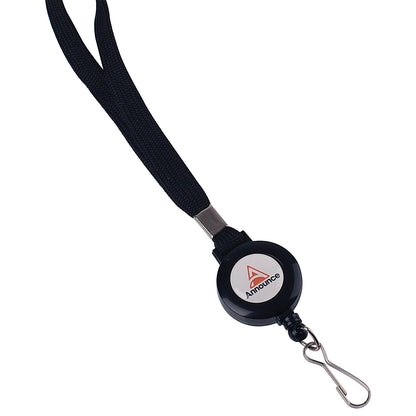 Announce Textile Lanyard with Badge Reel, 440mm, Black, Pack of 10