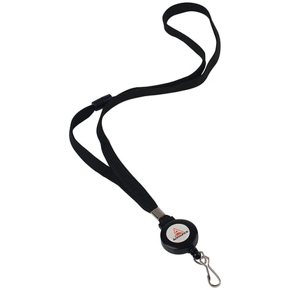 Announce Textile Lanyard with Badge Reel, 440mm, Black, Pack of 10
