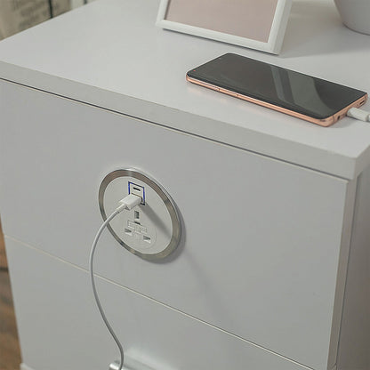 In Desk Power Module, 1xUK Socket 1xUSB A+C PD 35W Charger, White