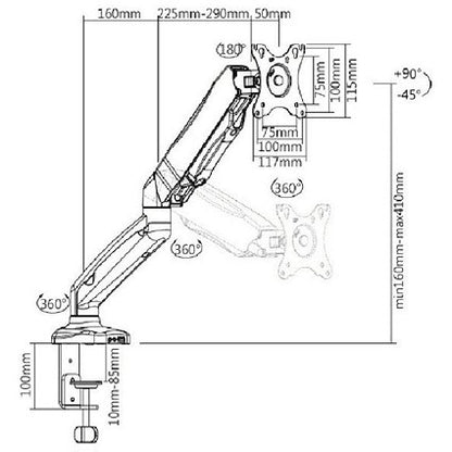 Single Monitor Arm, Black