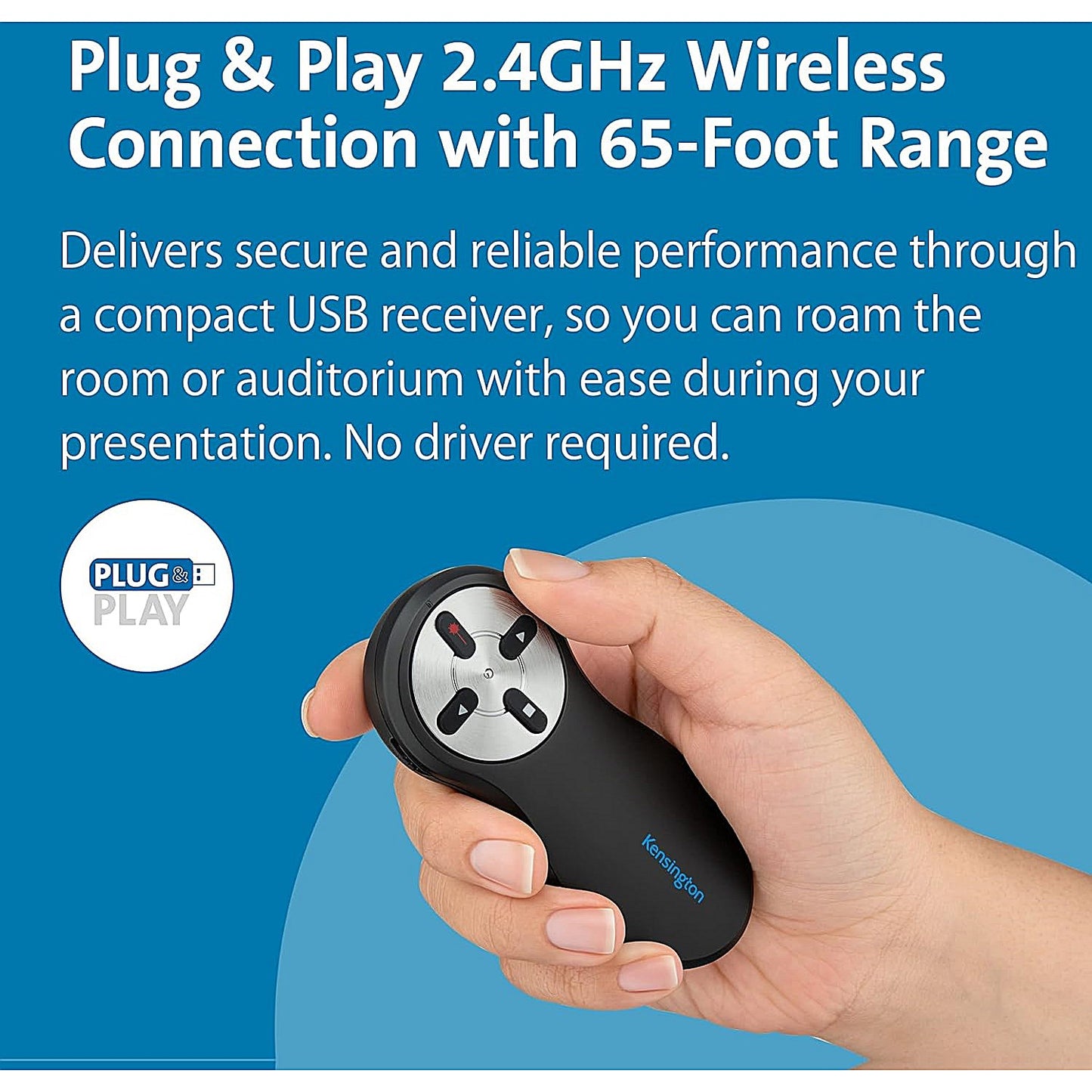 Kensington Remote Control, Wireless USB Receiver, 20m Range