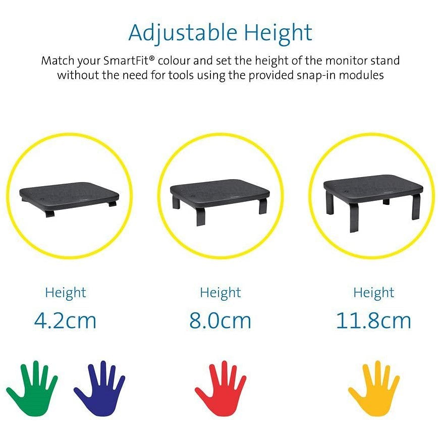 Kensington SmartFit Monitor Stand, Adjustable Height, Black
