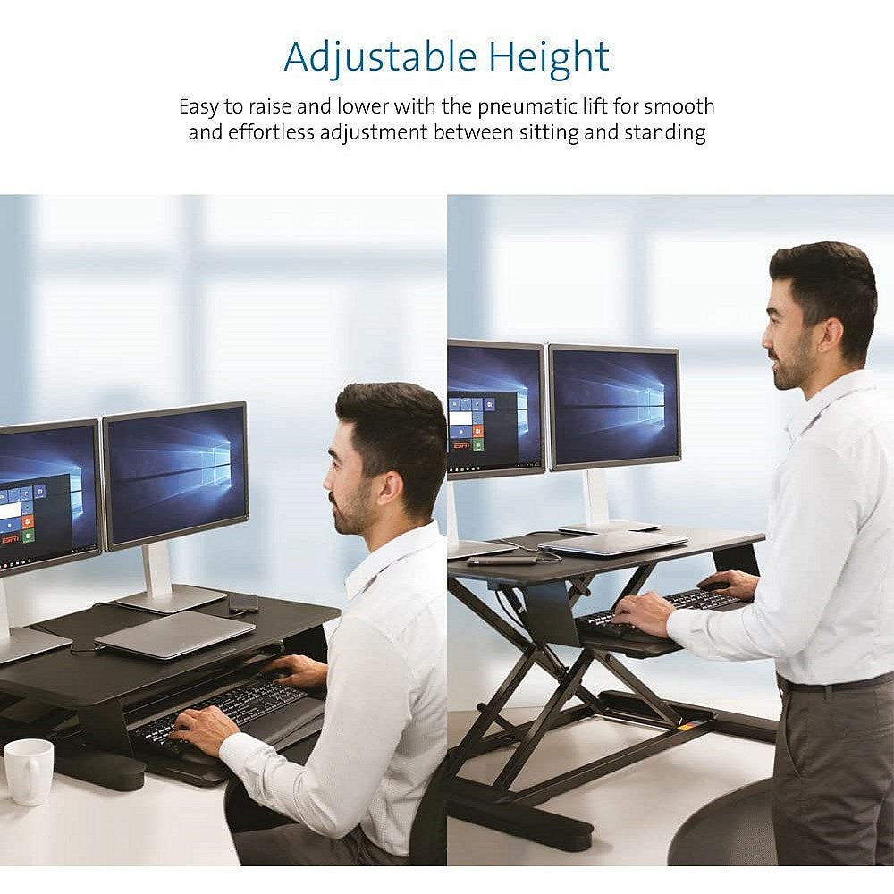 Kensington Smartfit Tabletop Sit Stand Workstation, Adjustable Height, Black
