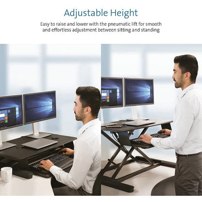 Kensington Smartfit Tabletop Sit Stand Workstation, Adjustable Height, Black