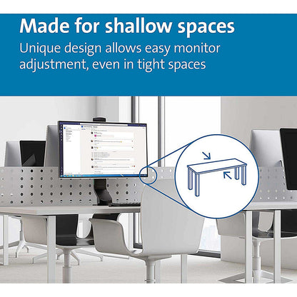 Kensington Smartfit Space Saving Deskclamped Single Monitor Arm, Adjustable Height, Black
