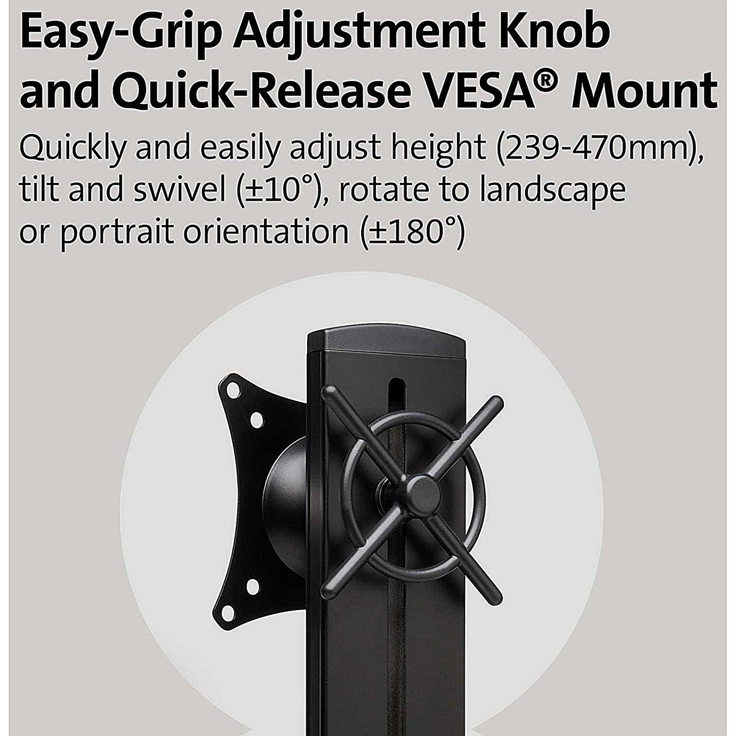 Kensington Smartfit Space Saving Deskclamped Single Monitor Arm, Adjustable Height, Black