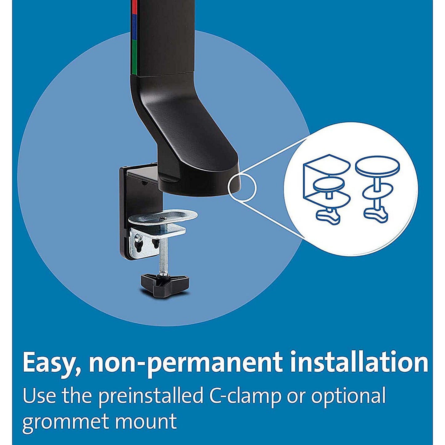 Kensington Smartfit Space Saving Deskclamped Single Monitor Arm, Adjustable Height, Black