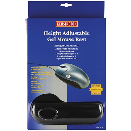 Kensington Height Adjustable Gel Mouse Mat, With Wrist Rest, Black
