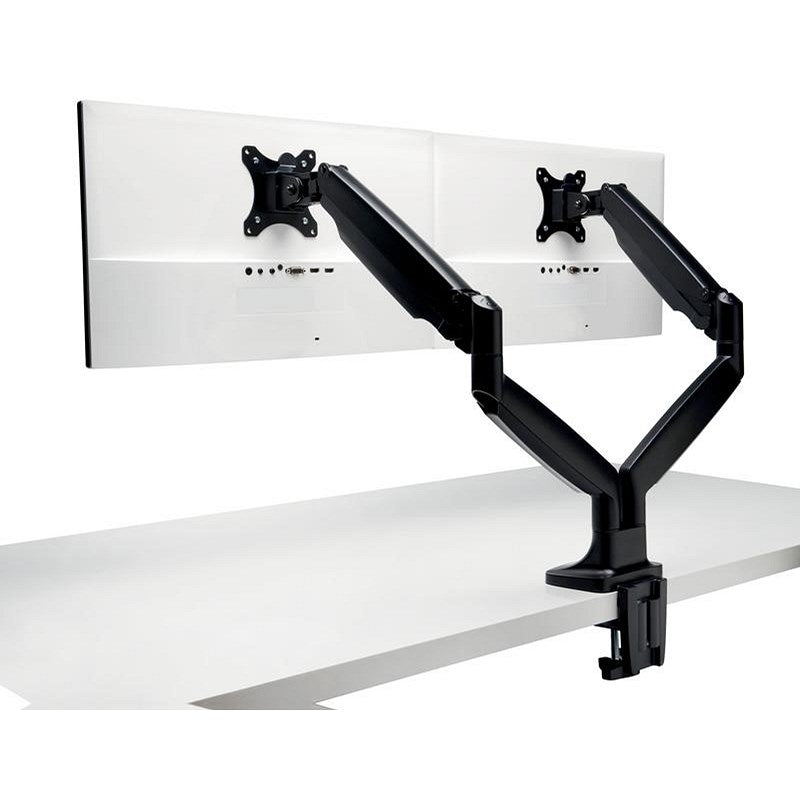 Kensington SmartFit One-Touch Deskclamped Dual Monitor Arm, Adjustable Height, Black