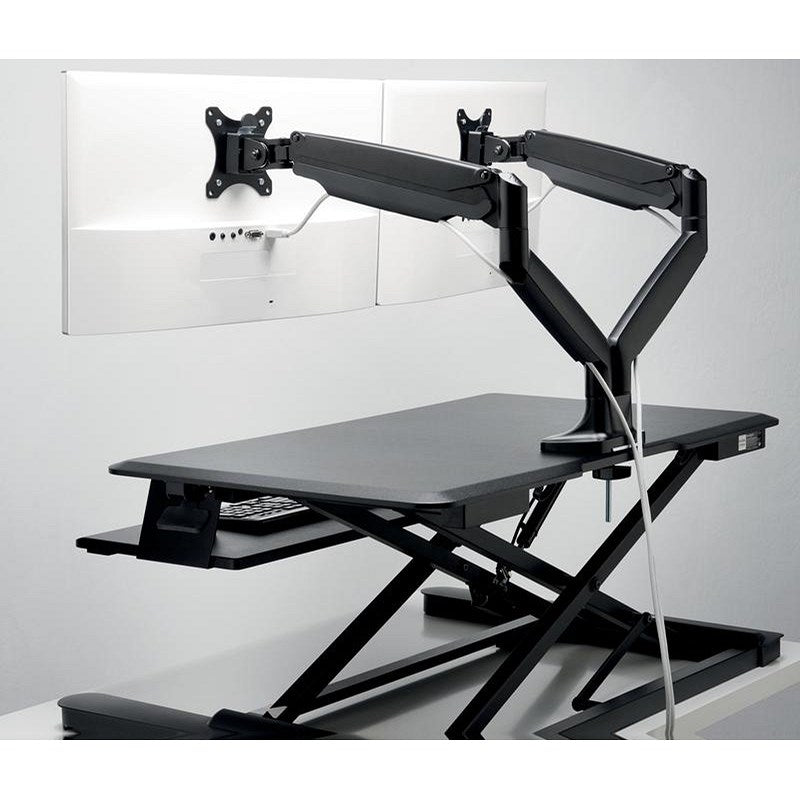 Kensington SmartFit One-Touch Deskclamped Dual Monitor Arm, Adjustable Height, Black