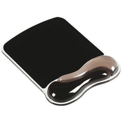 Kensington Duo Gel Wave Mouse Mat, With Wrist Rest, Black and Grey