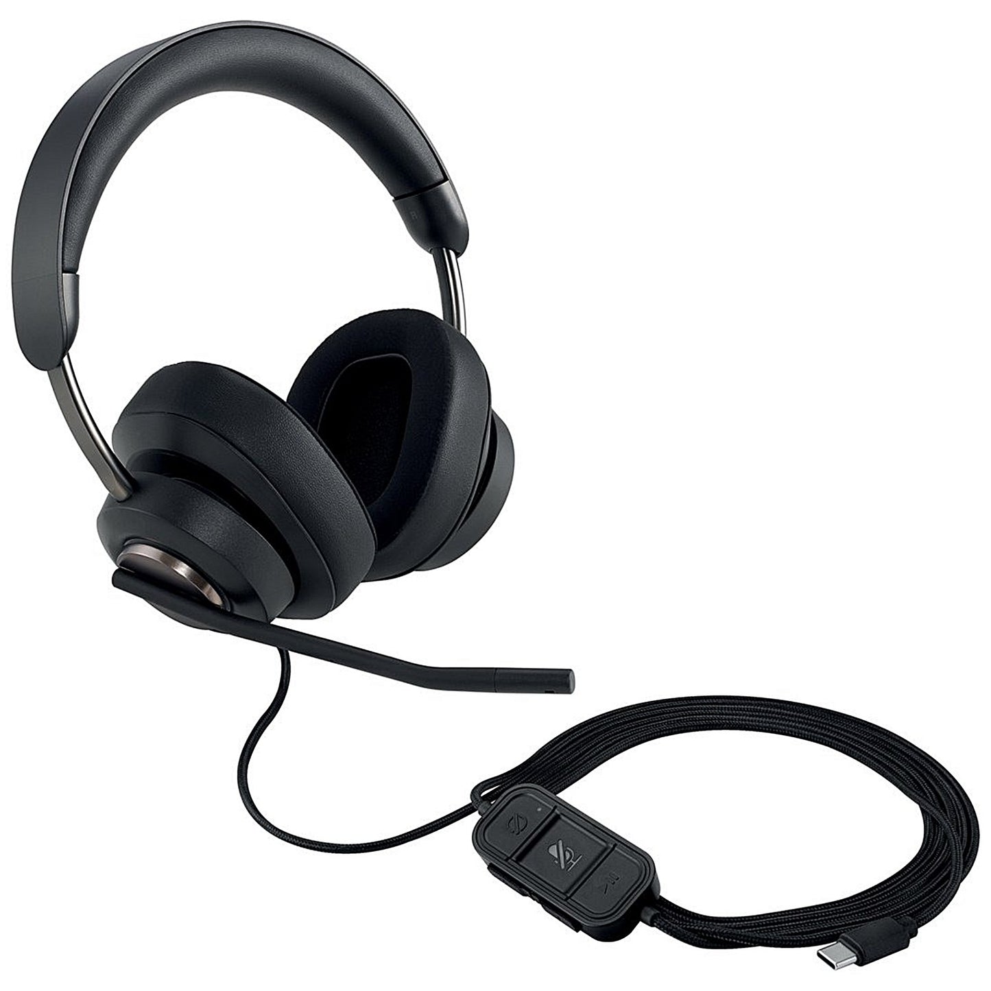 Kensington H2000 Universal Over Ear Wired Headset, USB-C, Black