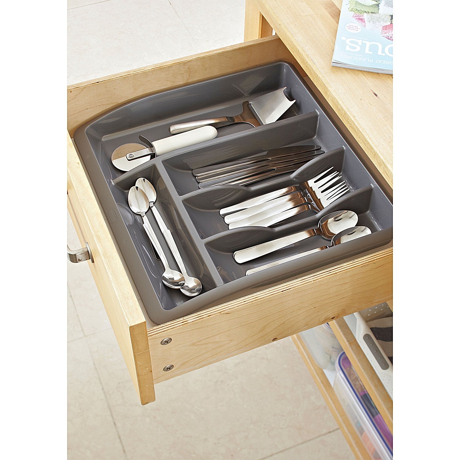 Addis High Gloss Cutlery Drawer Organiser, Metallic Silver Easy2Order : AG05890