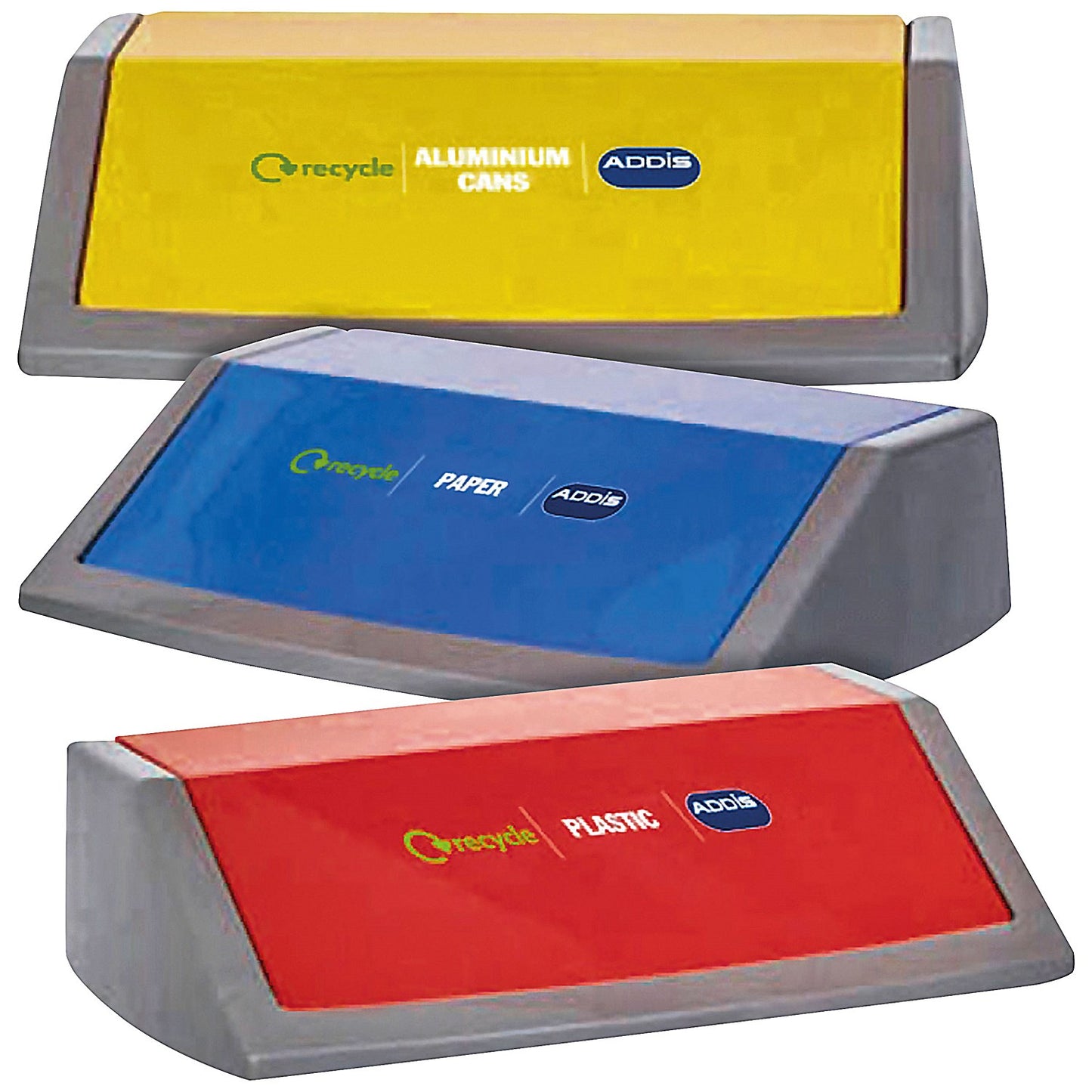 Addis Grey 60 Litre Recycling Bin Kit Base, 60 Litre, Grey, Pack of 3