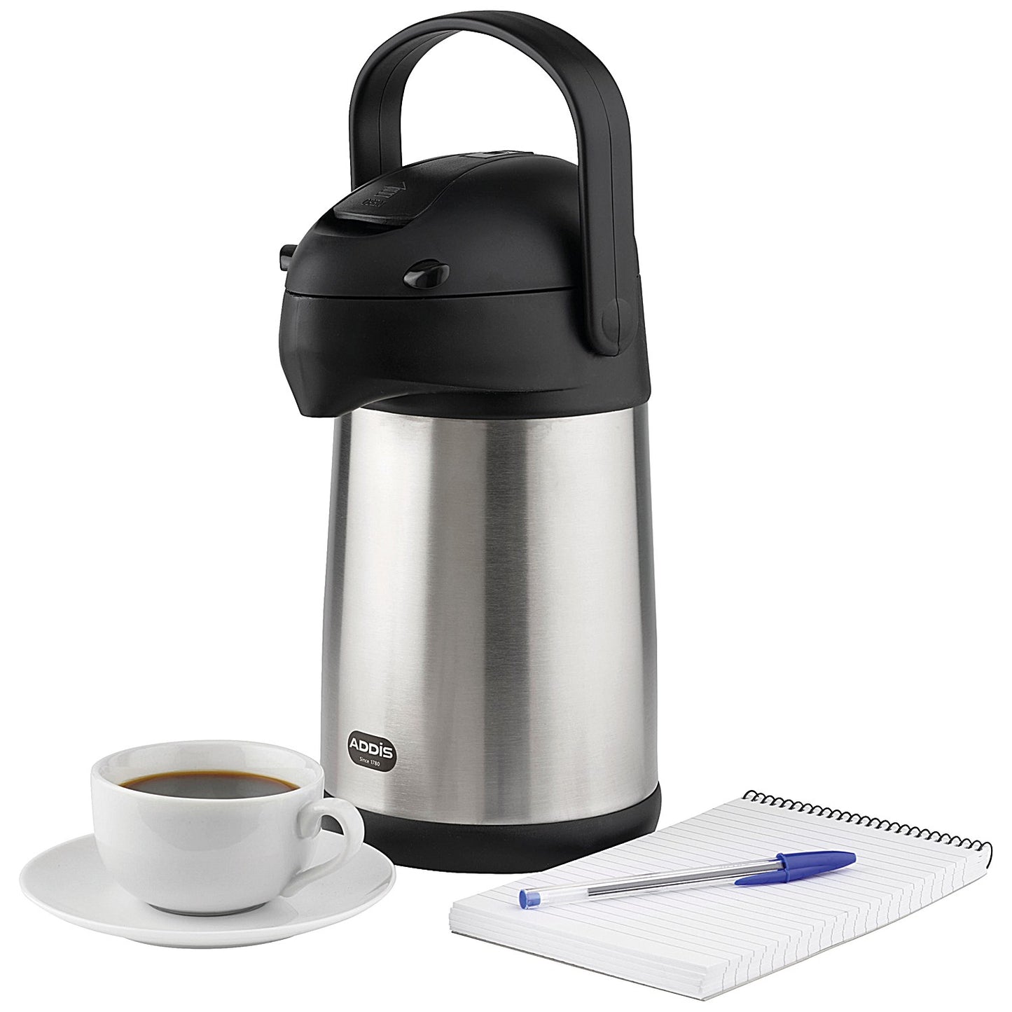 Addis Chrome President Pump Pot Vacuum Jug, 2 Litres