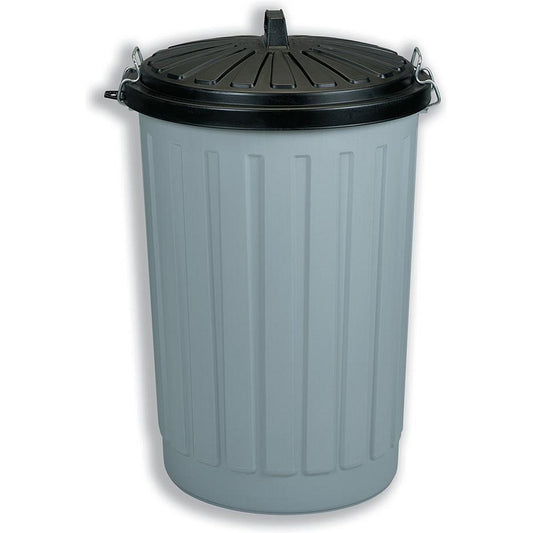 Addis Round Dustbin, 90 Litre, Grey with Black Lid,