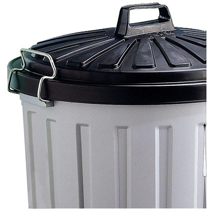Addis Round Dustbin, 90 Litre, Grey with Black Lid,