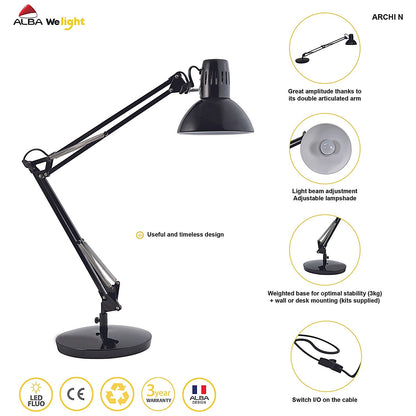 Alba Black Architect Desk Lamp Easy2Order : ALB00861