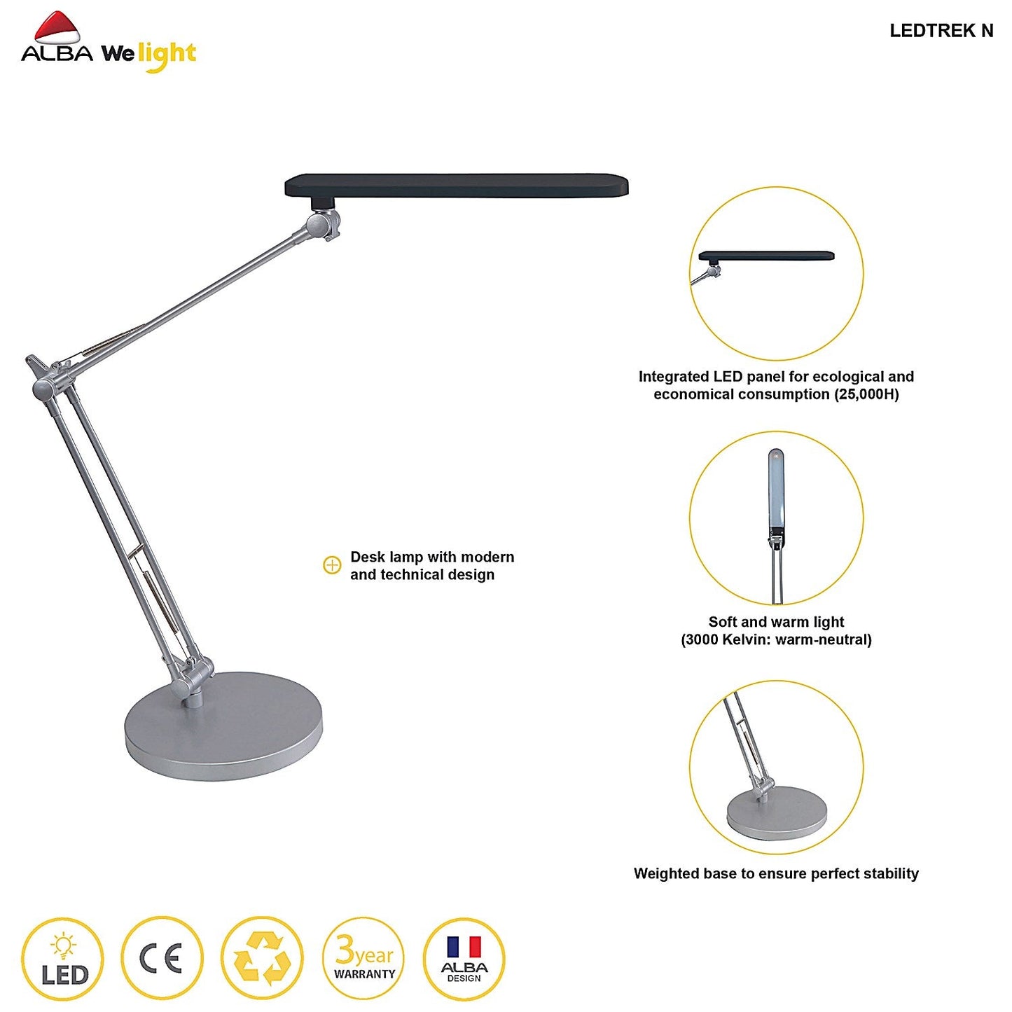 Alba Trek LED Desk Lamp Black