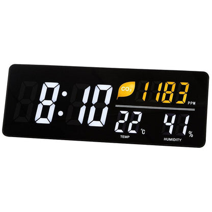 Alba LED Wall Clock With CO2 Level Temperature Humidity Sensor, Black