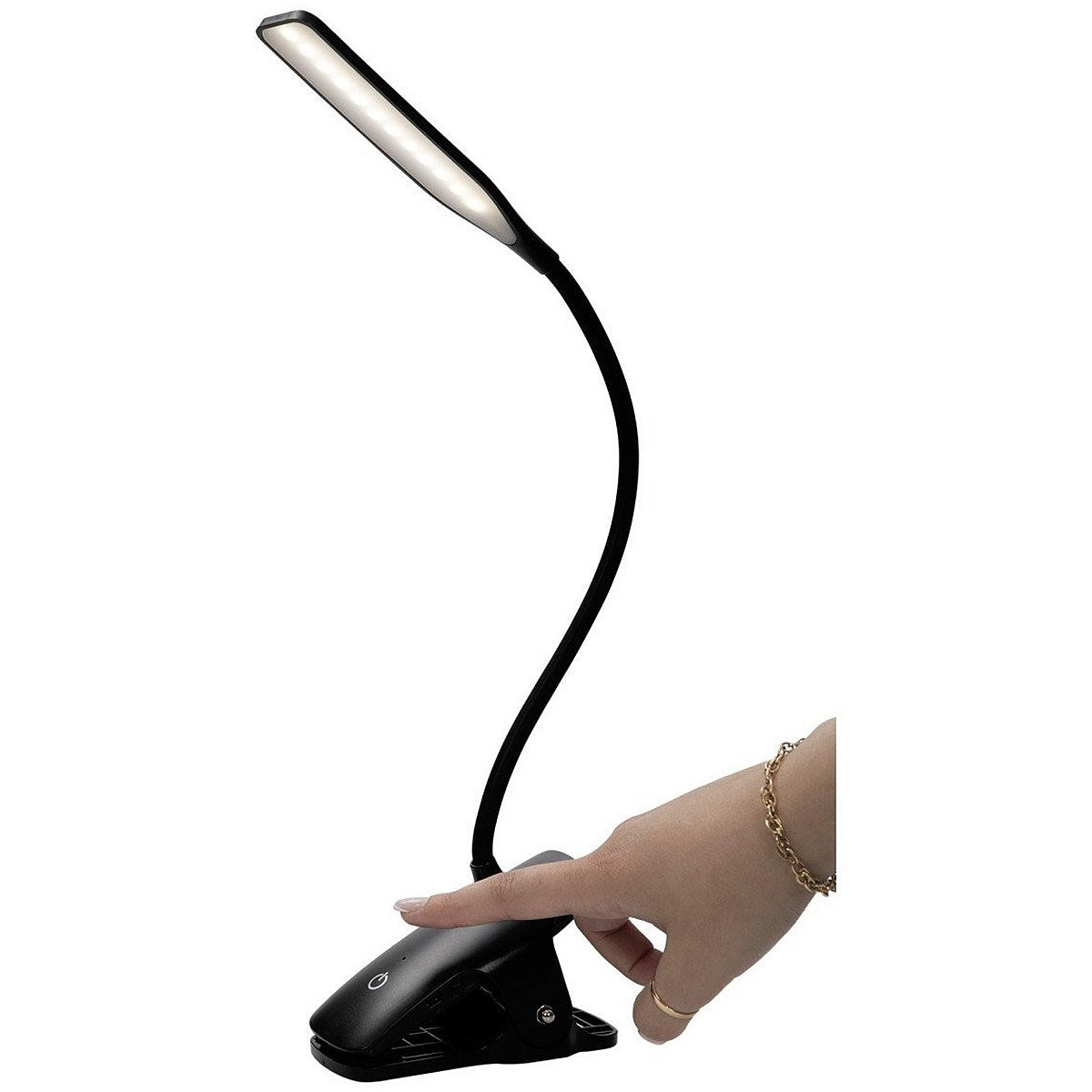 Alba LED Wireless Desk Lamp with Desk Top Clamp, Black
