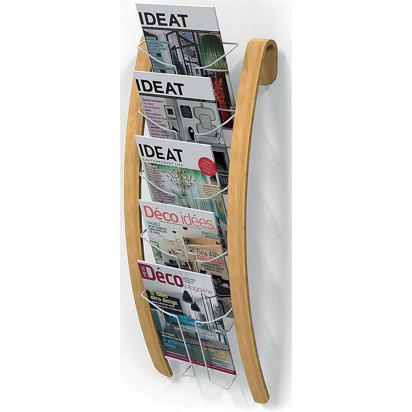 Alba Wall Display Unit, 5 Compartments, Natural Wood Frame White Compartments Easy2Order : ALB01800