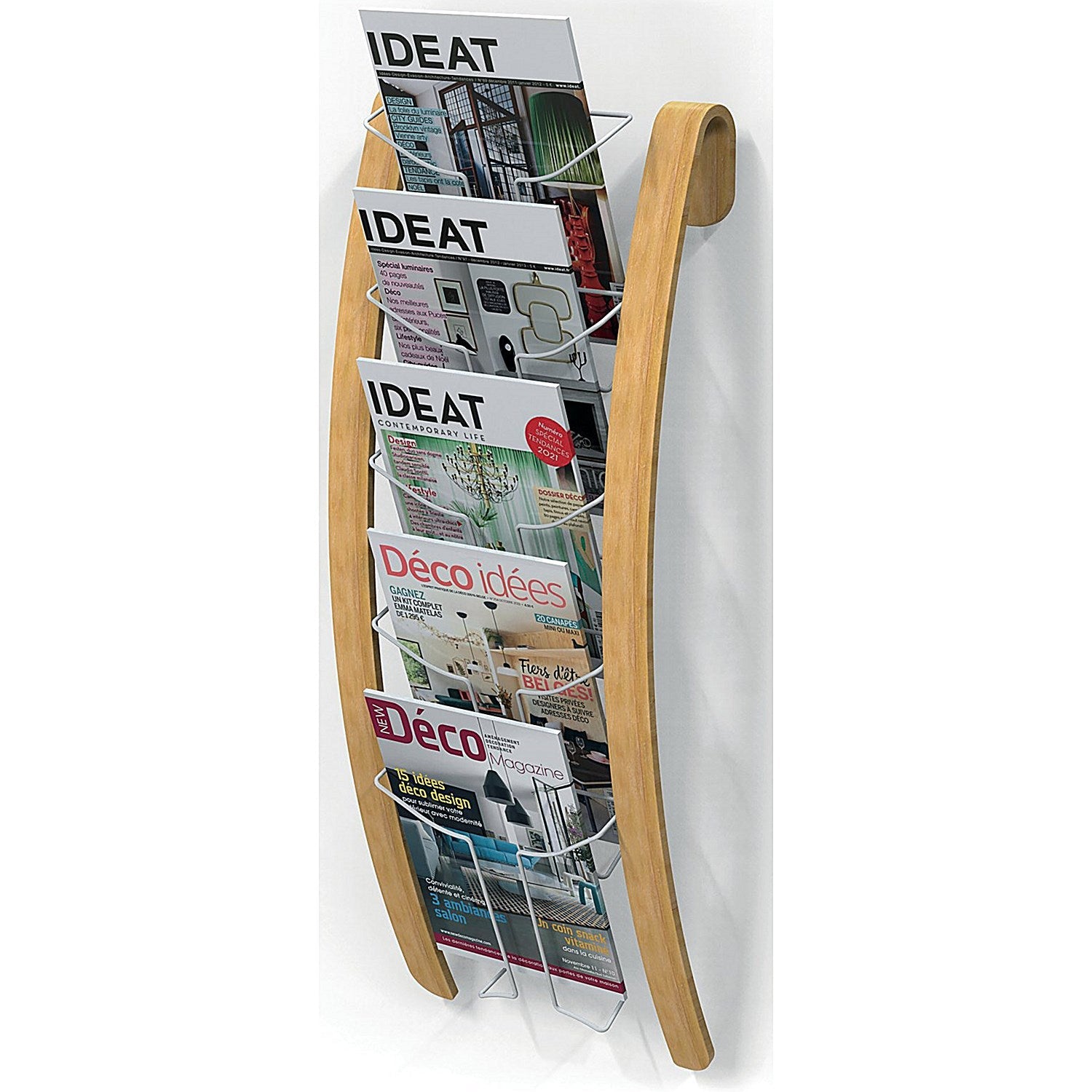 Alba Wall Display Unit, 5 Compartments, Natural Wood Frame White Compartments Easy2Order : ALB01800