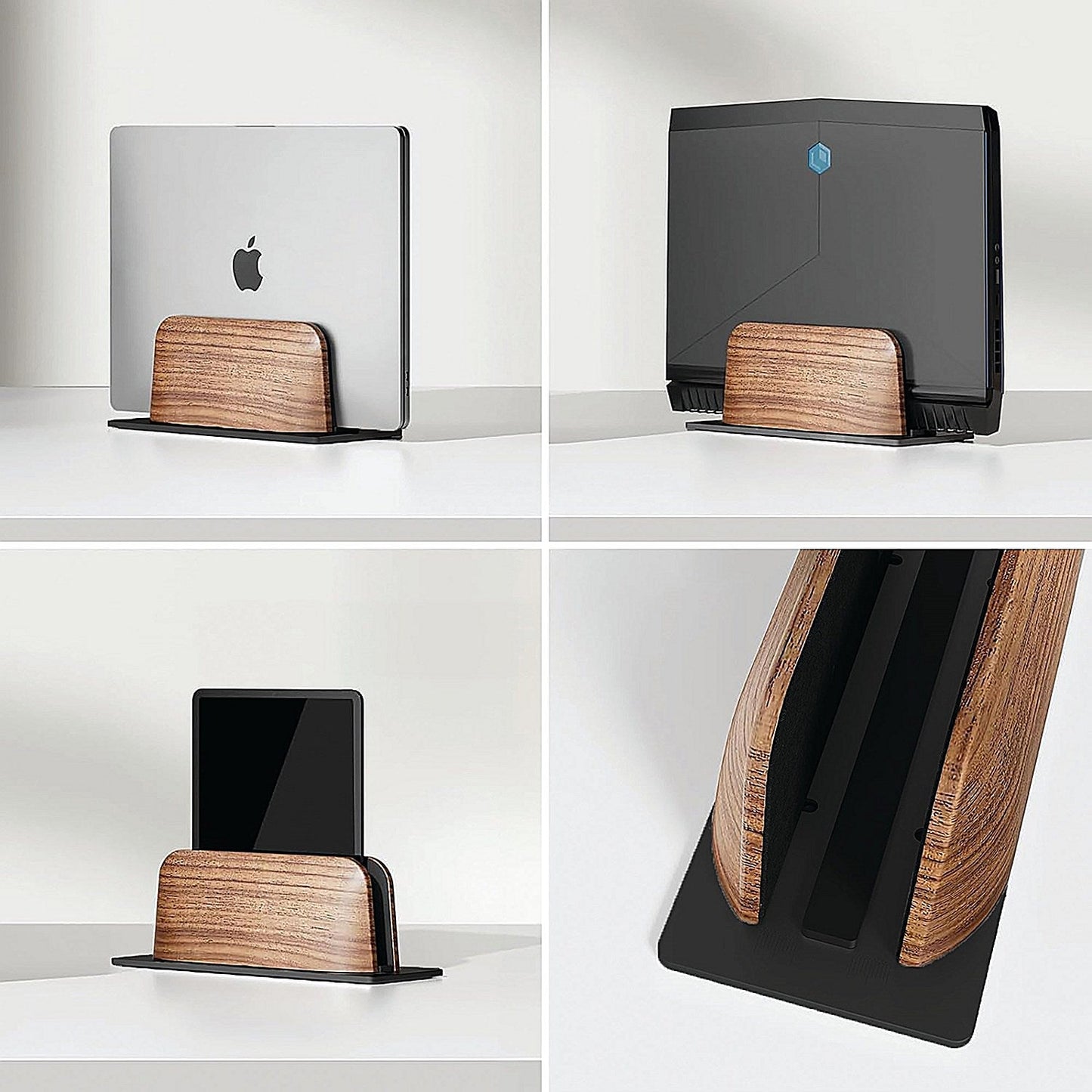 Alba Vertical Computer Stand Aluminium/Walnut