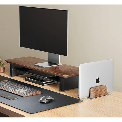 Alba Vertical Computer Stand Aluminium/Walnut