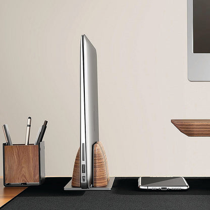 Alba Vertical Computer Stand Aluminium/Walnut Easy2Order : ALB01819