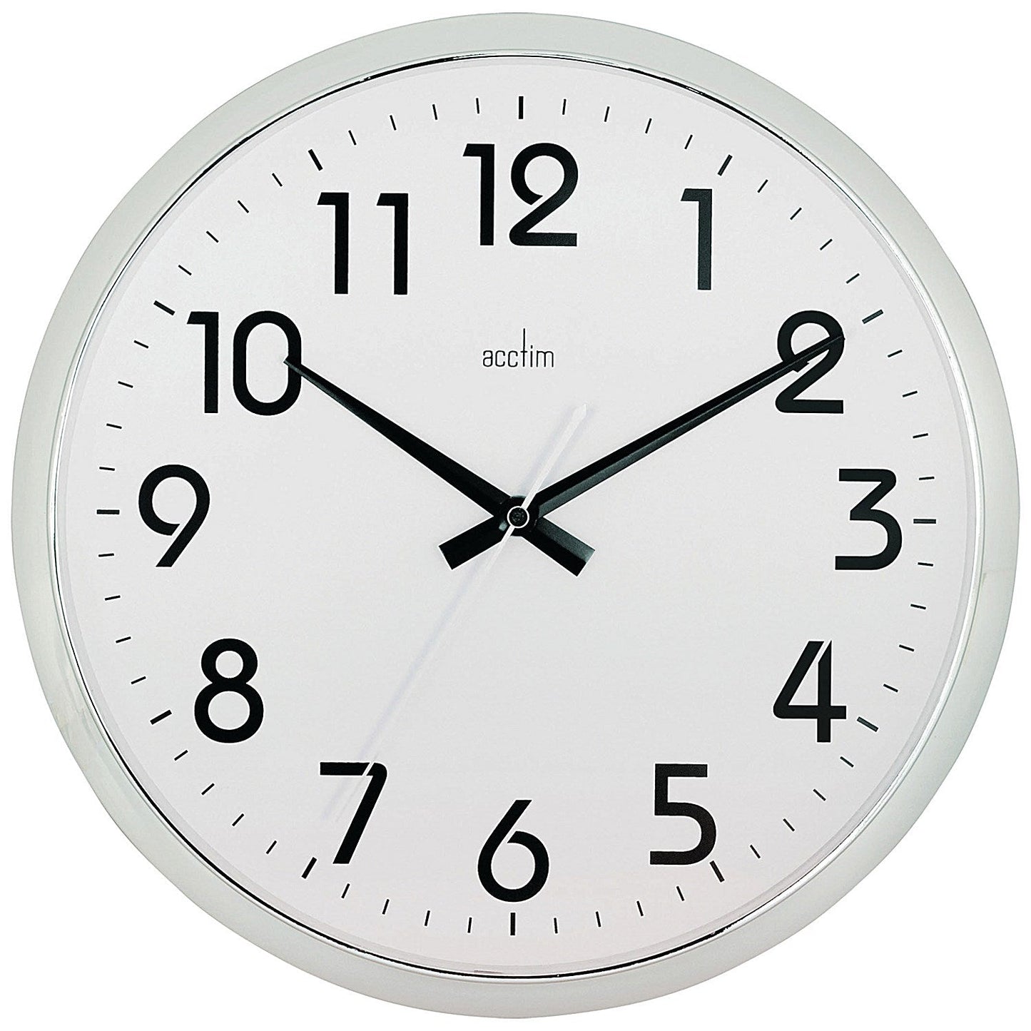 Acctim Orion Silent Sweep Wall Clock 320mm Chrome/White Easy2Order : ANG21287