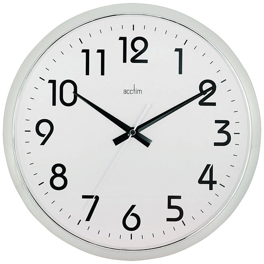 Acctim Orion Silent Sweep Wall Clock 320mm Chrome/White Easy2Order : ANG21287
