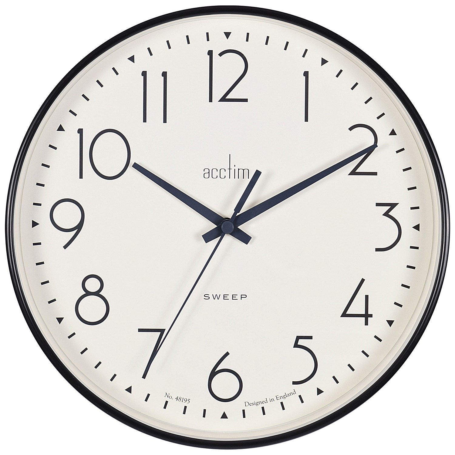 Acctim Earl Wall Clock Non Ticking Sweep Seconds Hand 250mm Diameter Black Easy2Order : ANG22563