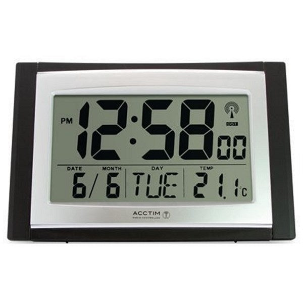 Acctim Stratus Radio Controlled LED Wall/Desk Clock, Black/Silver Easy2Order : ANG74053