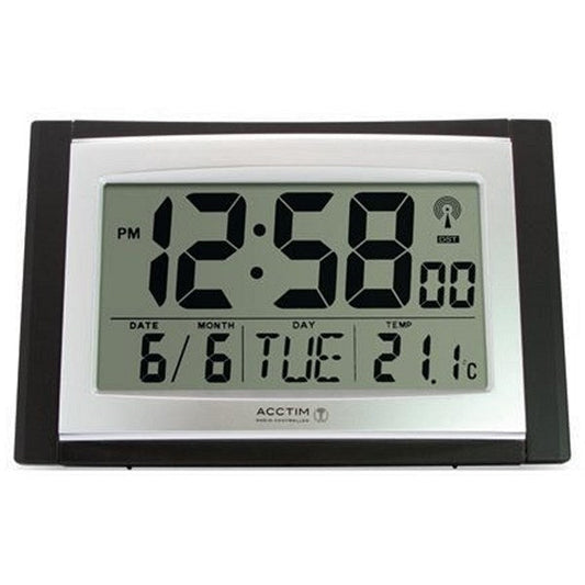 Acctim Stratus Radio Controlled LED Wall/Desk Clock, Black/Silver Easy2Order : ANG74053