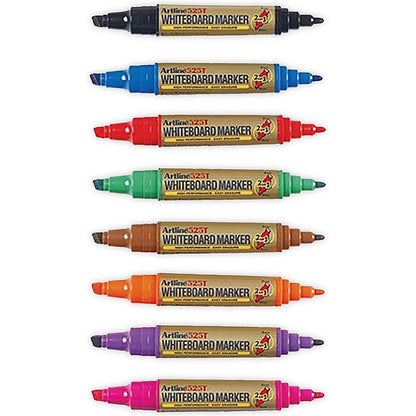 Artline 2-in-1 Whiteboard Marker, Bullet/Chisel Tip, Assorted, Pack of 8