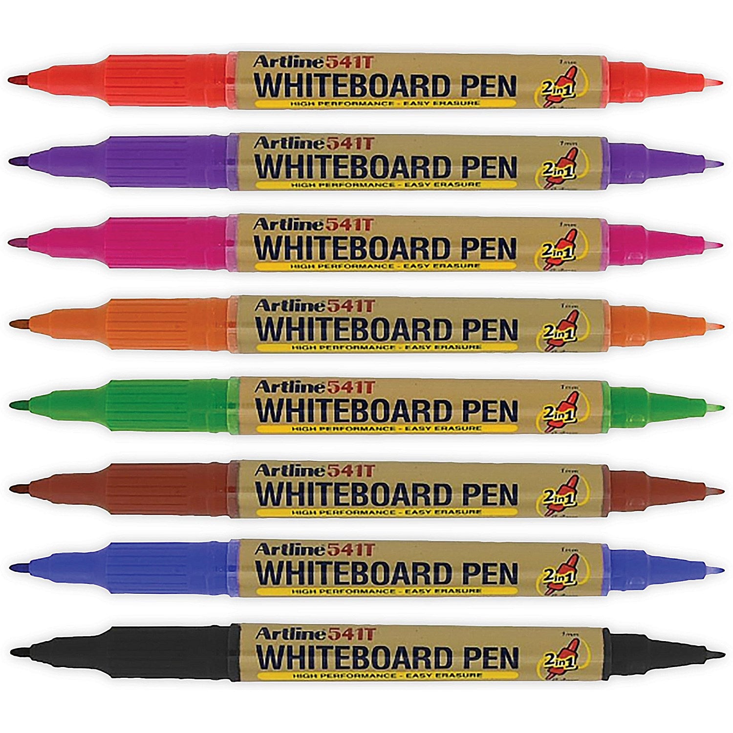 Artline 2-in-1 Whiteboard Marker, Fine/Superfine, Assorted, Pack of 8