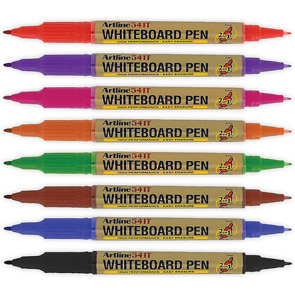 Artline 2-in-1 Whiteboard Marker, Fine/Superfine, Assorted, Pack of 8