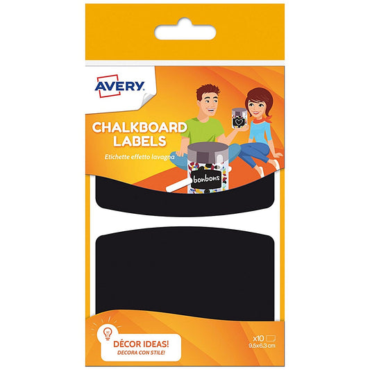 Avery UK Chalkboard Labels Reusable 95 x 63 mm Black (Pack 10 Labels) - Easy2Order : ARDO10.UK