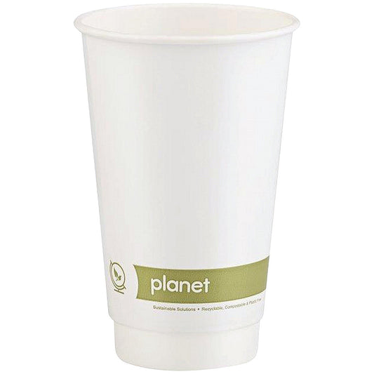 Planet Double Wall Plastic-Free Hot Cup, 454ml, White, Pack of 25 Easy2Order : AS30553