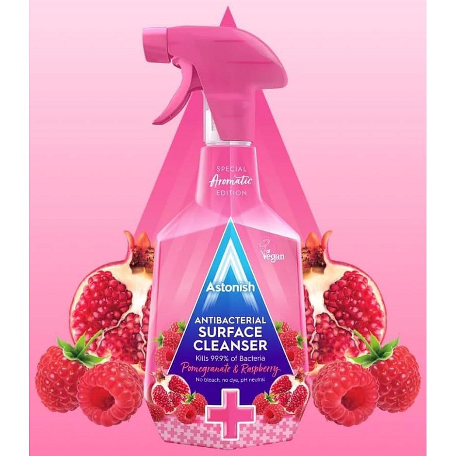 Astonish Antibacterial Surface Cleanser, Pomegranate and Raspberry, 750ml, Pack of 12