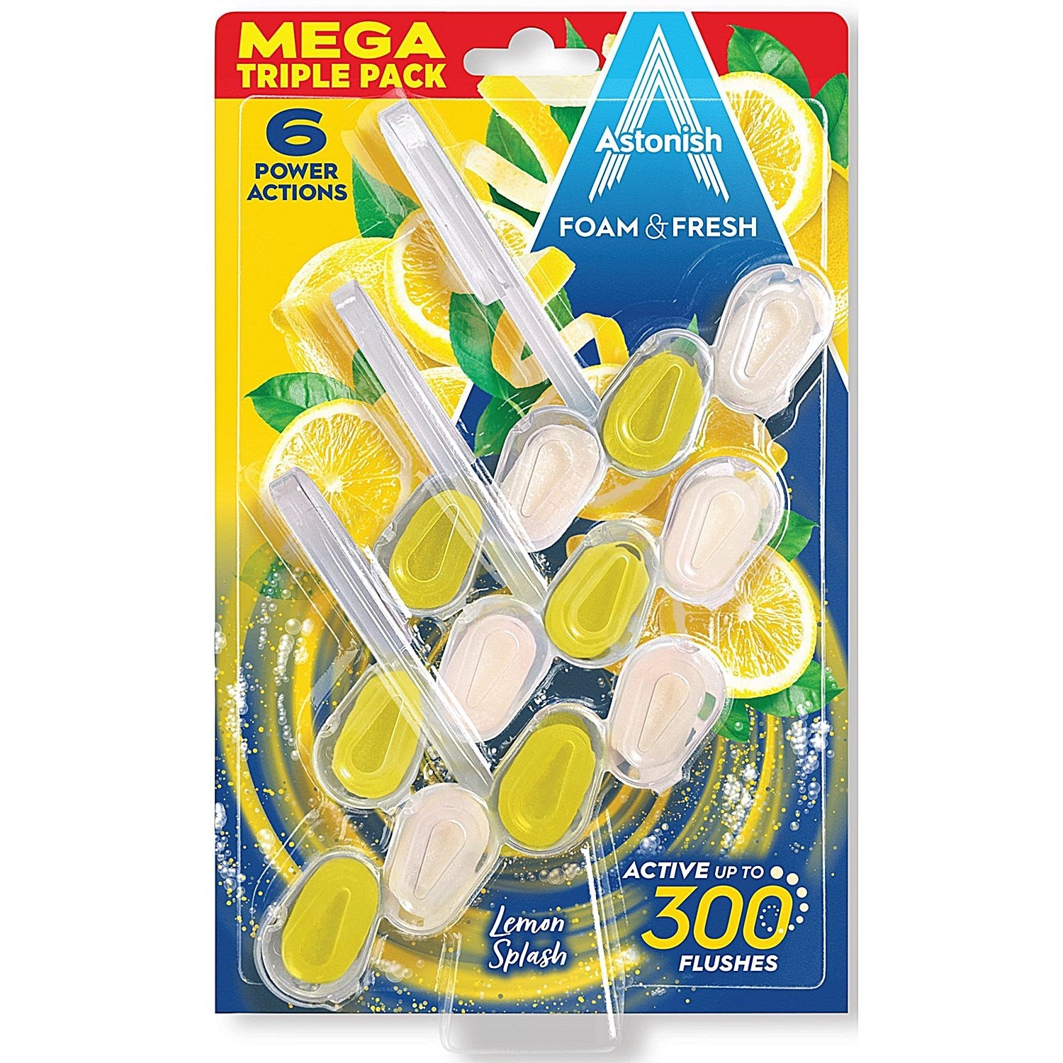 Astonish Foam and Fresh Lemon Splash Toilet Blocks x3 (Pack of 9) Easy2Order : AST21397
