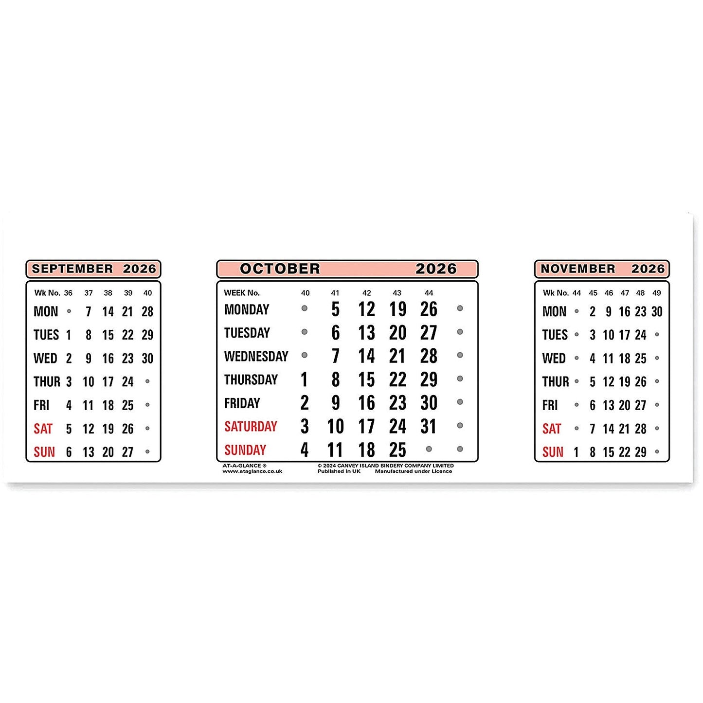 At-A-Glance 2026 Calendar Refill, 210x80mm Easy2Order : AT3SR26