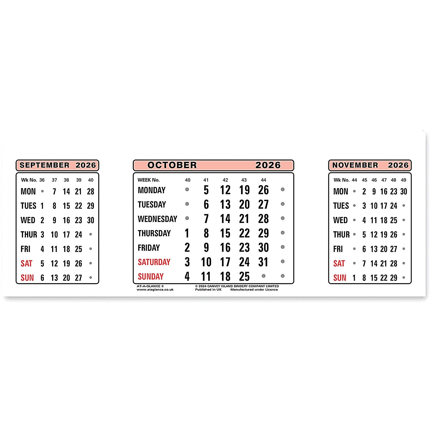At-A-Glance 2026 Calendar Refill, 210x80mm Easy2Order : AT3SR26