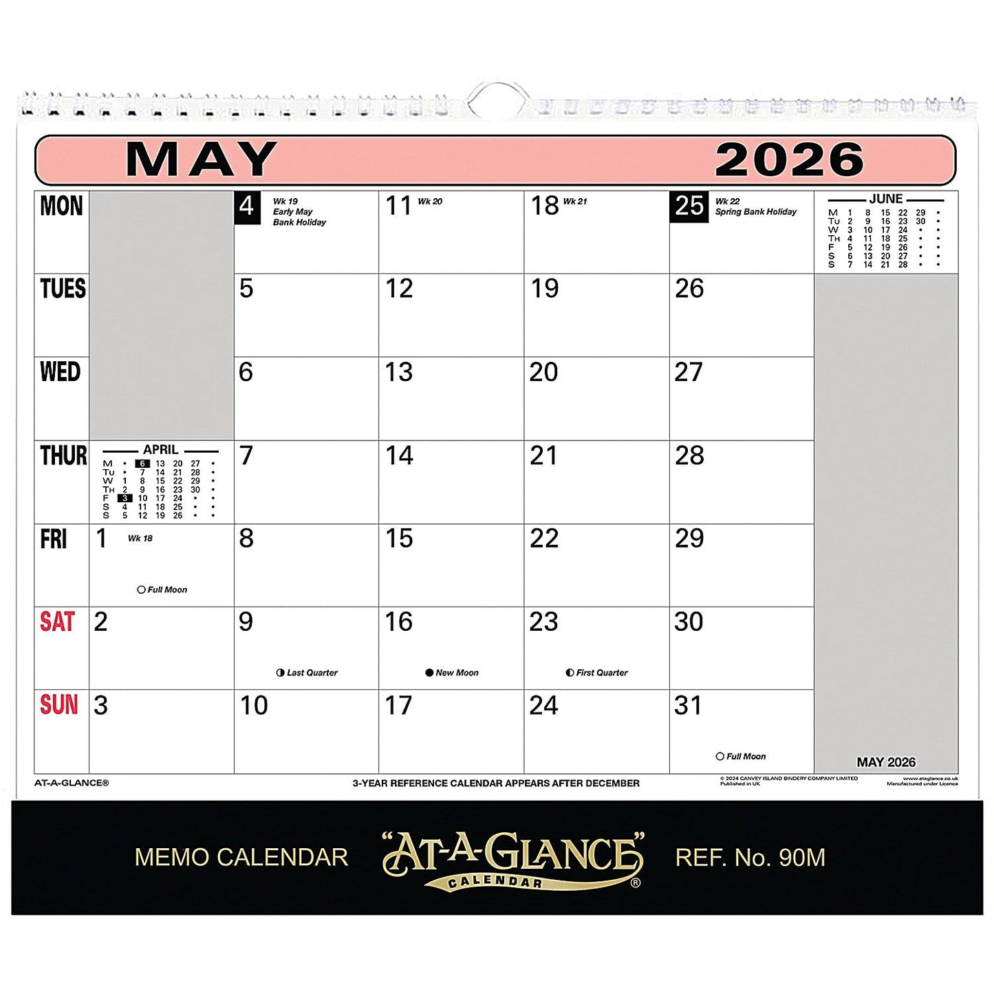 At-A-Glance 2026 Wall Calendar, 276x300mm