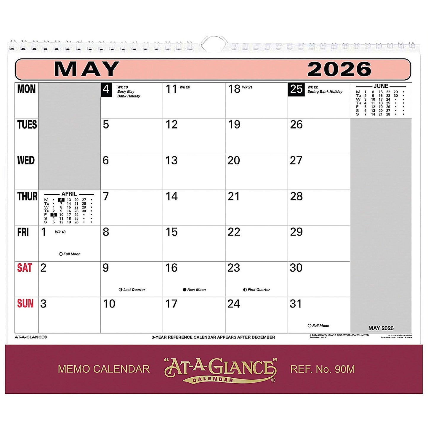 At-A-Glance 2026 Wall Calendar, 276x300mm