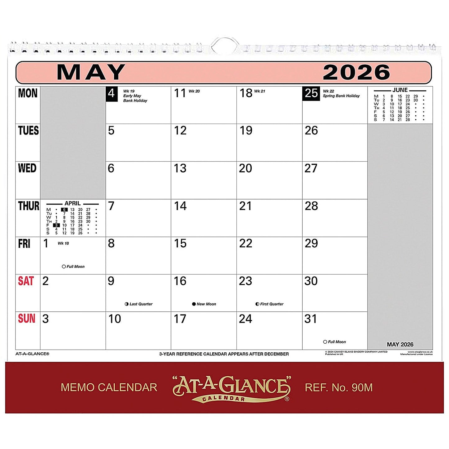 At-A-Glance 2026 Wall Calendar, 276x300mm