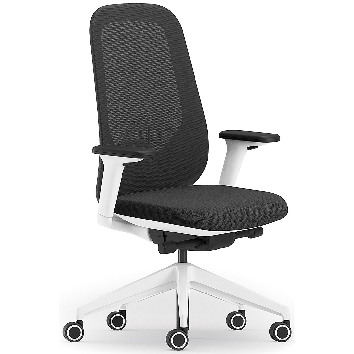 Atelier B22 White Frame Mesh Task Chair, Height Adjustable Arms, Black