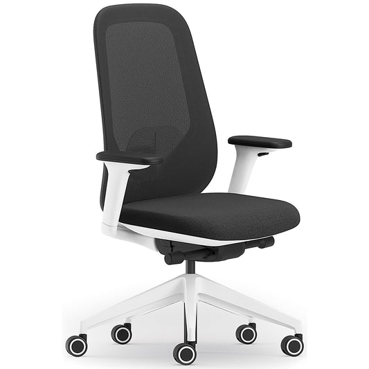 Atelier B22 White Frame Mesh Task Chair, Height Adjustable Arms, Black
